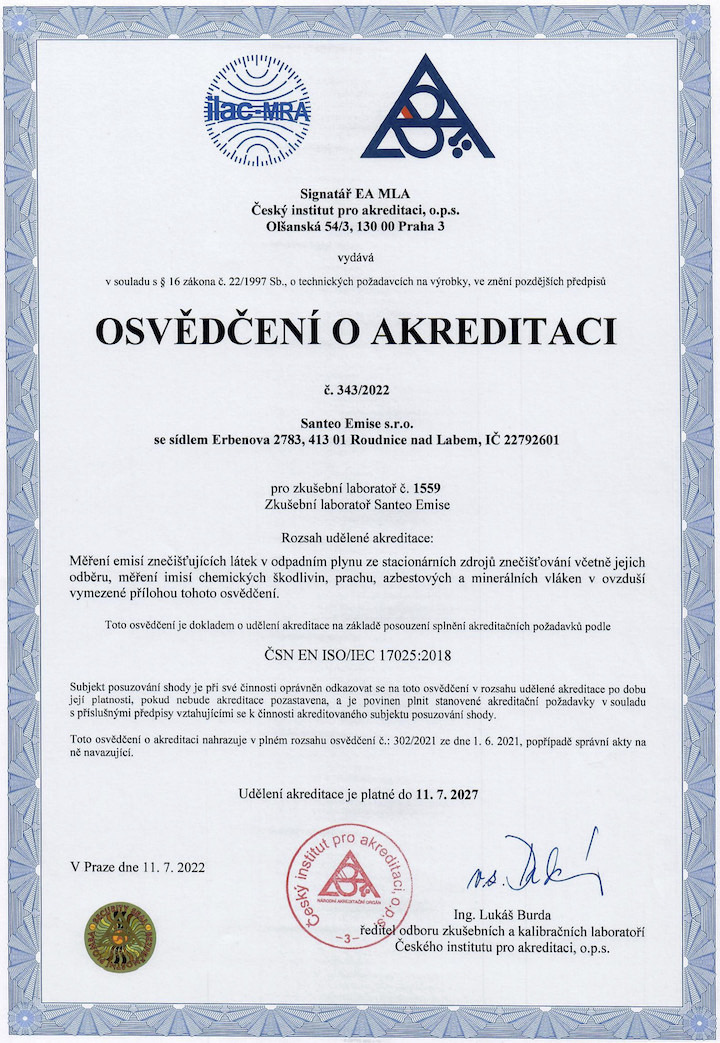 Akreditace Santeo Emise 2022